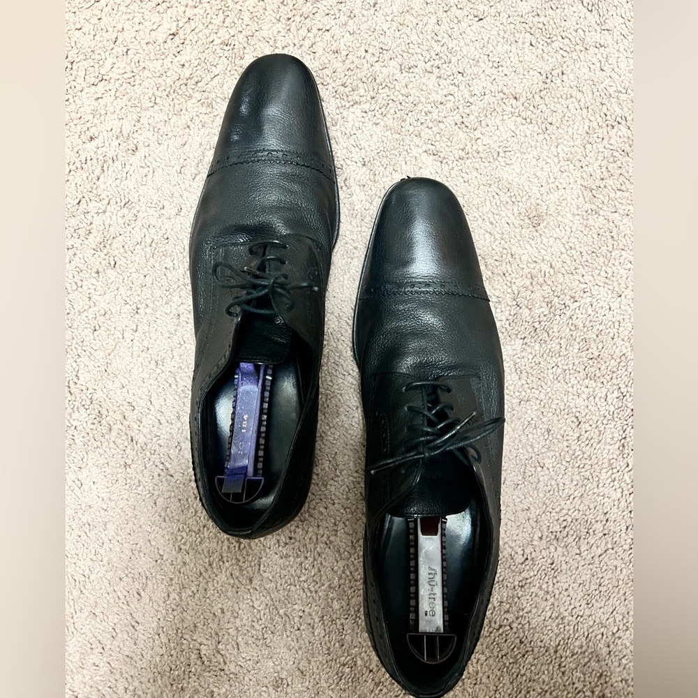 Bally’s Mens Black Leather Oxford, Derby Cap Toe